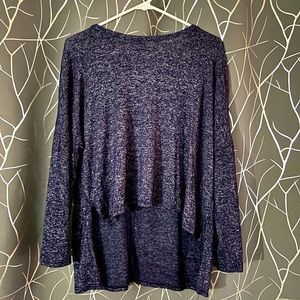 Blue and white 3/4 length sleeves crop shirt